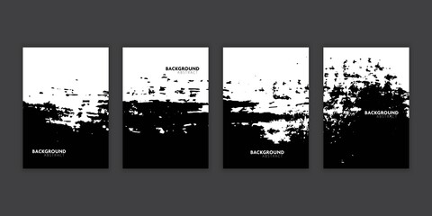Vector set of grunge flyer template black and white abstract background.