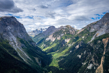 Fototapeta premium Mountain and pastures landscape in French alps