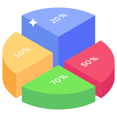 
A pie graph or a circle graph isometric icon
