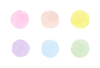 水彩の丸いイラストのセット／背景／フレーム／カラフル／枠／素材／装飾／ブラシ