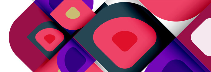 Fototapeta premium Set of vector modern geometric abstract backgrounds with repeating abstract round shapes patterns and shadow effects