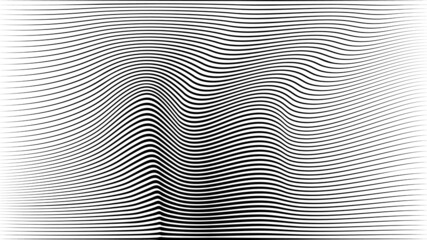 Abstract flow lines background . Fluid wavy shape .Striped linear pattern . Music sound wave . Vector illustration