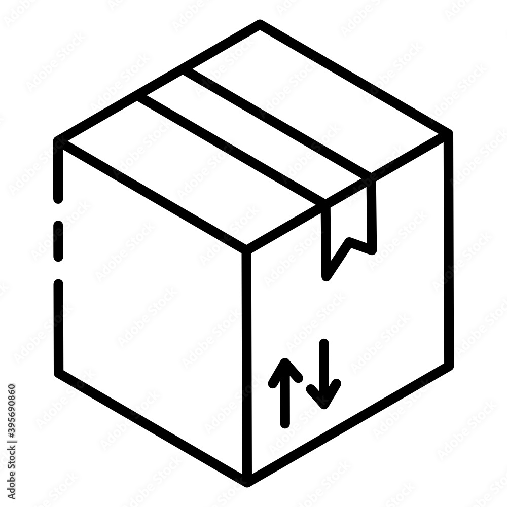 Wall mural an icon of package in modern glyph isometric style