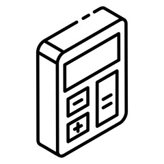 
Adding machine, editable glyph isometric vector of calculator 
