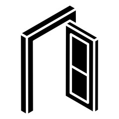 
Entry door icon, modern glyph isometric vector of open door 
