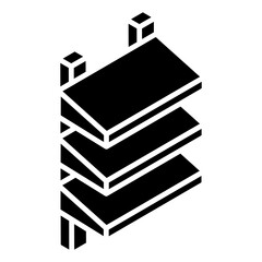 
Office wooden interior, corner racks icon in glyph isometric style 
