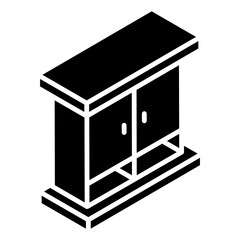 
Wooden closet icon in glyph isometric style 
