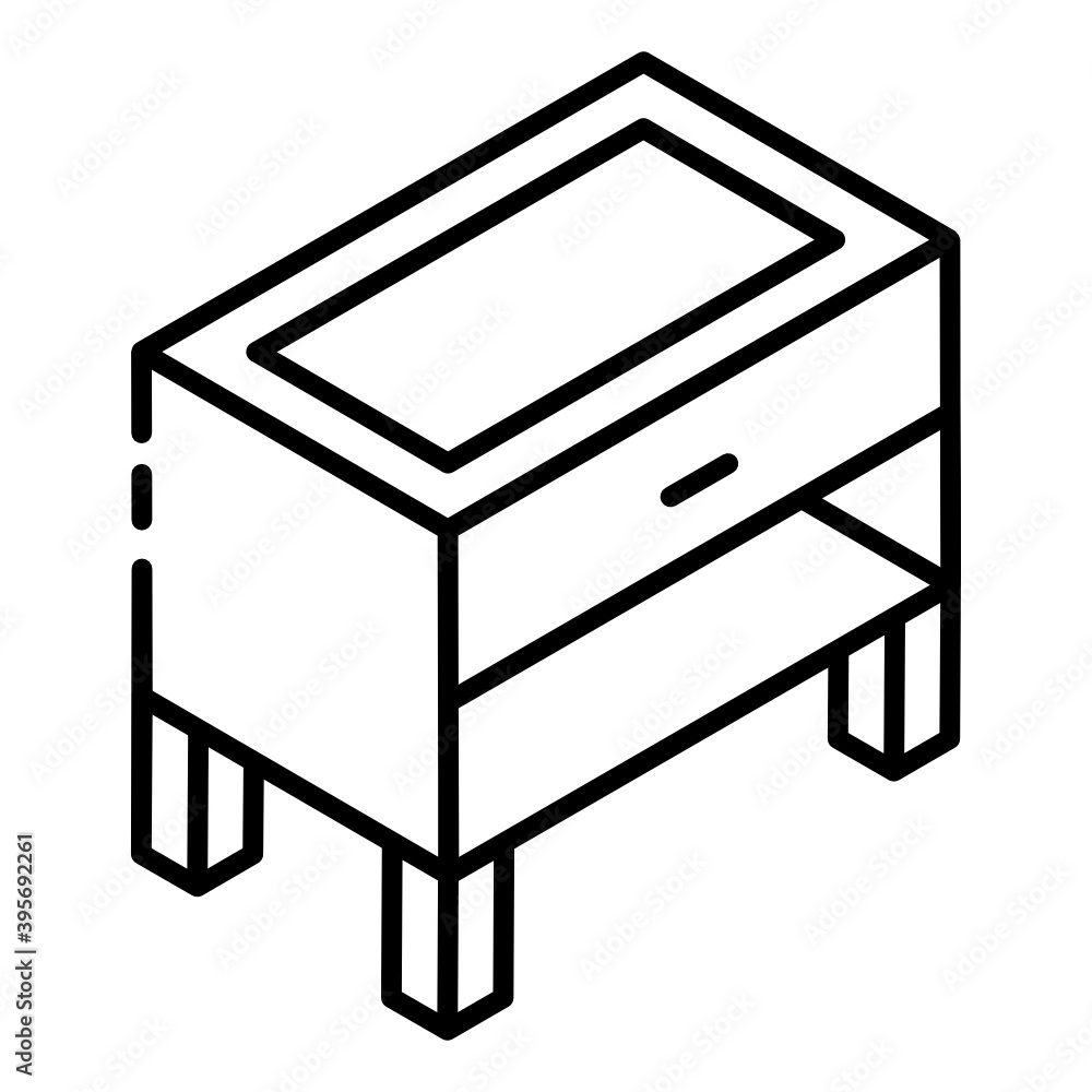 Poster office drawers icon, glyph isometric style vector