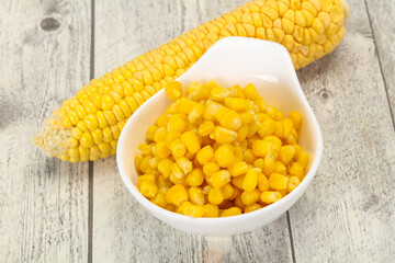 Young corn seeds in the bowl