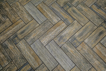 Floor tiles with embossed wood texture. Brown flooring area.