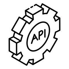 
Icon of api automation in glyph isometric style 
