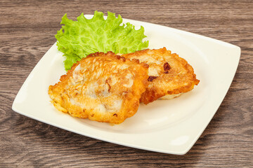 Roasted cod fish in bread