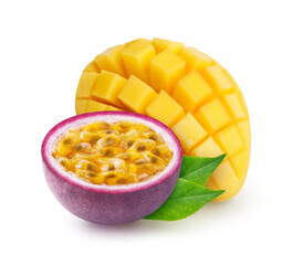 Isolated mango with passionfruit maracuya