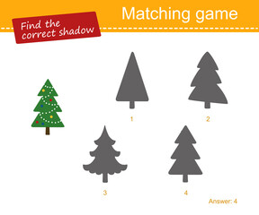 1444_Find correct shadow. Educational game for children. Flat cartoon style