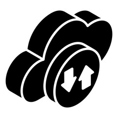
Cloud transfer glyph isometric icon, online sharing 
