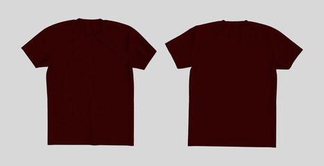 men's short-sleeve t-shirt mockup in front, side and back views, design presentation for print, 3d illustration, 3d rendering