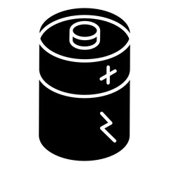 
Rechargeable power cell icon in glyph isometric design 
