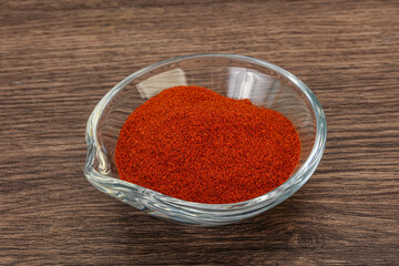 Dry paprika powder in the bowl