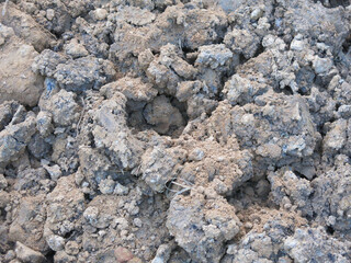 plowed and dug brown soil for background