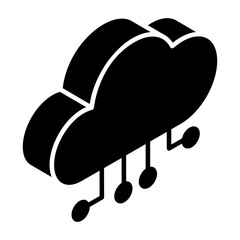 
Online data storage technology, glyph isometric icon of cloud computing 
