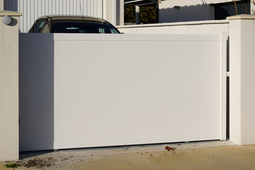 large classic white door aluminum home gate portal of suburbs house