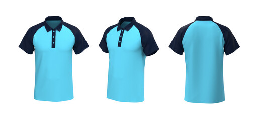 Raglan collared shirt mockup 3d rendering, 3d illustration