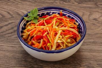 Cabbage salad with carrot and pepper