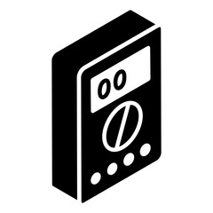 
Electricity monitoring reader, glyph, isometric icon of power meter 
