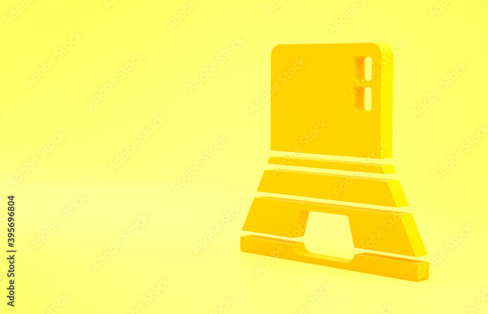 Poster yellow laptop icon isolated on yellow background. computer notebook with empty screen sign. minimali