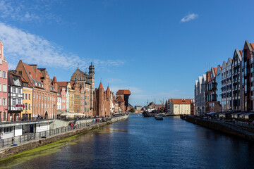 Fototapeta na wymiar Gdansk, Old Town - historic buildings on the banks of the River Motlawa, Poland