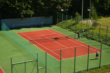 Fototapeta premium Tennis court, top view. Silesian Park Chorzow.