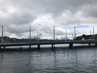 view of Bridge over the Reuss River in Lucerne city, Switzerland