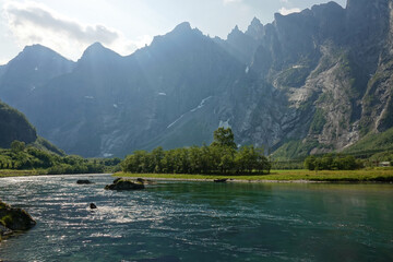 River Rauma and mountains.  Norway
