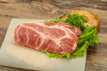 Raw pork meat neck steack