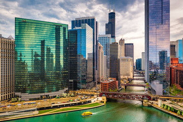 Chicago, Illinois, USA Cityscape - obrazy, fototapety, plakaty