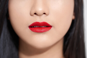 Naklejka premium Female lower face and neck. Cropped.