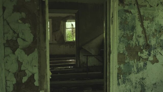 Interior of abandoned house in Zalissya, Chernobyl 