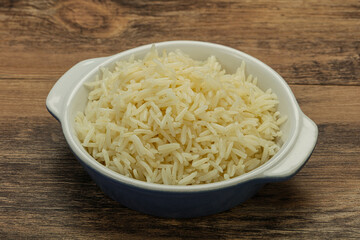 Steamed basmati rice in the bowl