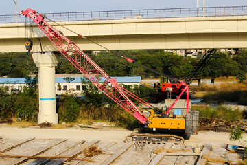 A picture of Excavators with selective focus