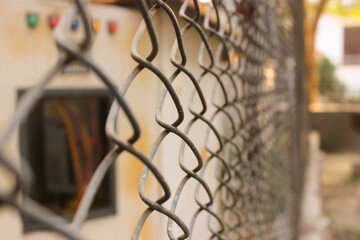 A picture of steel net with selective focus