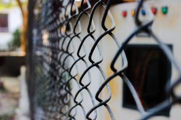 A picture of steel net with selective focus