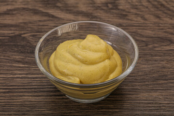 Dijon mustard sauce in the bowl