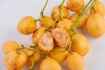 Rambeh local fruits thai in market on white background.Close-up