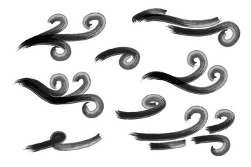 Hand drawn air wind doodle blow. Handmade sketch symbols set gust design on a white background. vector illustration graphic design elements