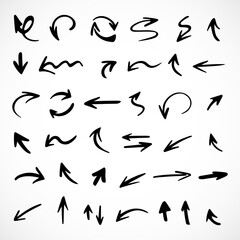 Vector set of hand-drawn arrows, elements for presentation