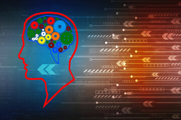Fototapeta premium 2d illustration digital Artificial mind concept