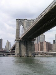 low angle view of the brooklyn bridge 
