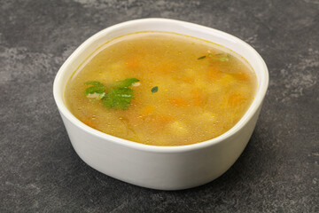 Tasty chicken soup with carrot