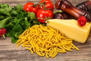 Italian pasta raw Maccheroni for cooking