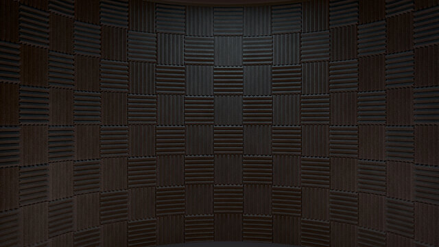 3d rendered recording studio backdrop wall with acoustic panels